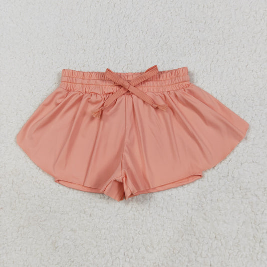 SS0547 yoga solid color butterfly shorts red real drawstring girl kids shorts 202505 RTS