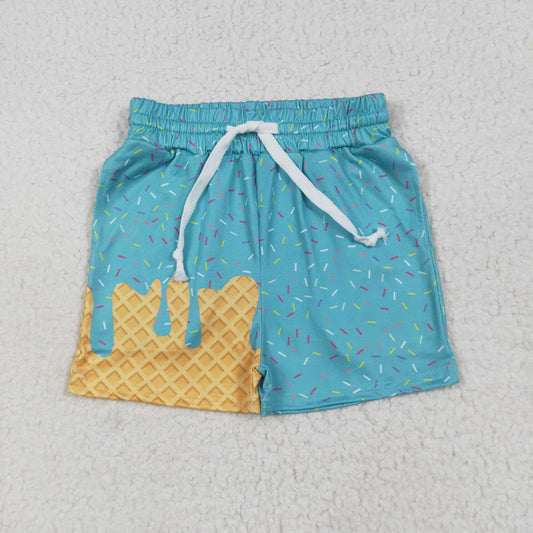 SS0623  green boy splatter ice cream drip shorts 202507 RTS