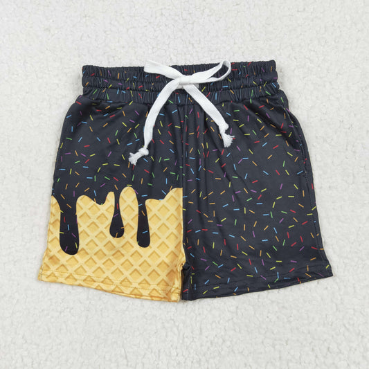 SS0624 black boy splatter ice cream drip shorts 202507 RTS