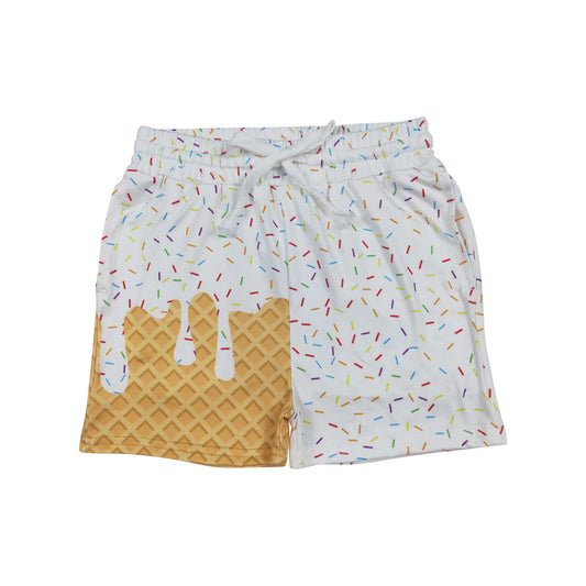SS0625 white boy splatter ice cream drip shorts 202507 RTS
