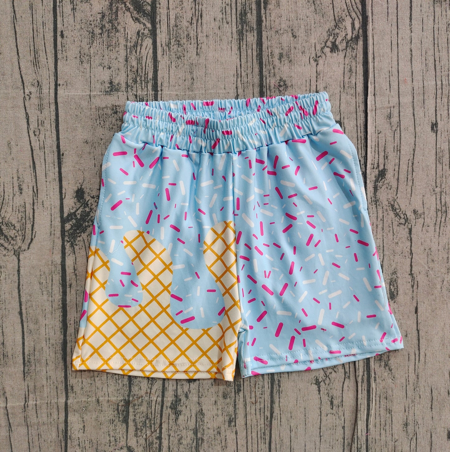 SS0635 boy blue splatter ice cream drip shorts 202511 preorder
