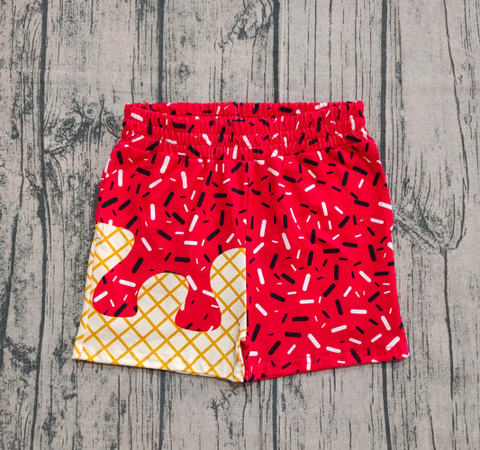 SS0637 red boy splatter ice cream drip shorts 202508 RTS