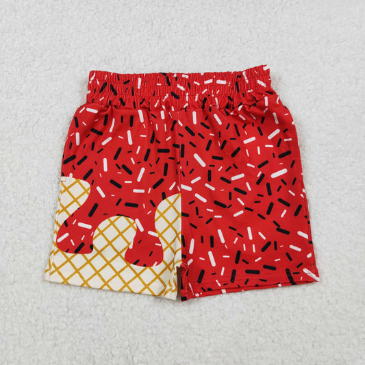SS0637 red boy splatter ice cream drip shorts 202508 RTS