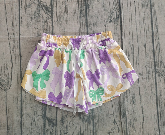 SS0684 Mardi Gras bow yoga girl kids shorts 202511 preorder