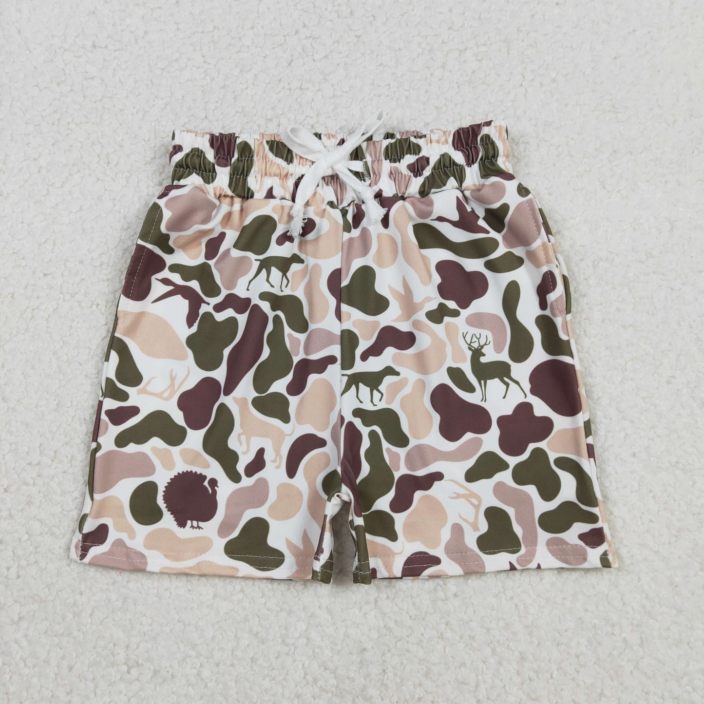 SS0699  deer dog duck boy camo shorts 202511 RTS