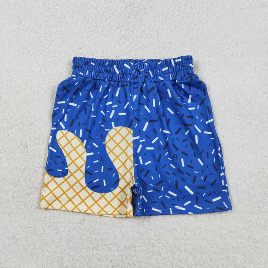 SS0775 BLUE splatter ice cream drip shorts 202601  RTS
