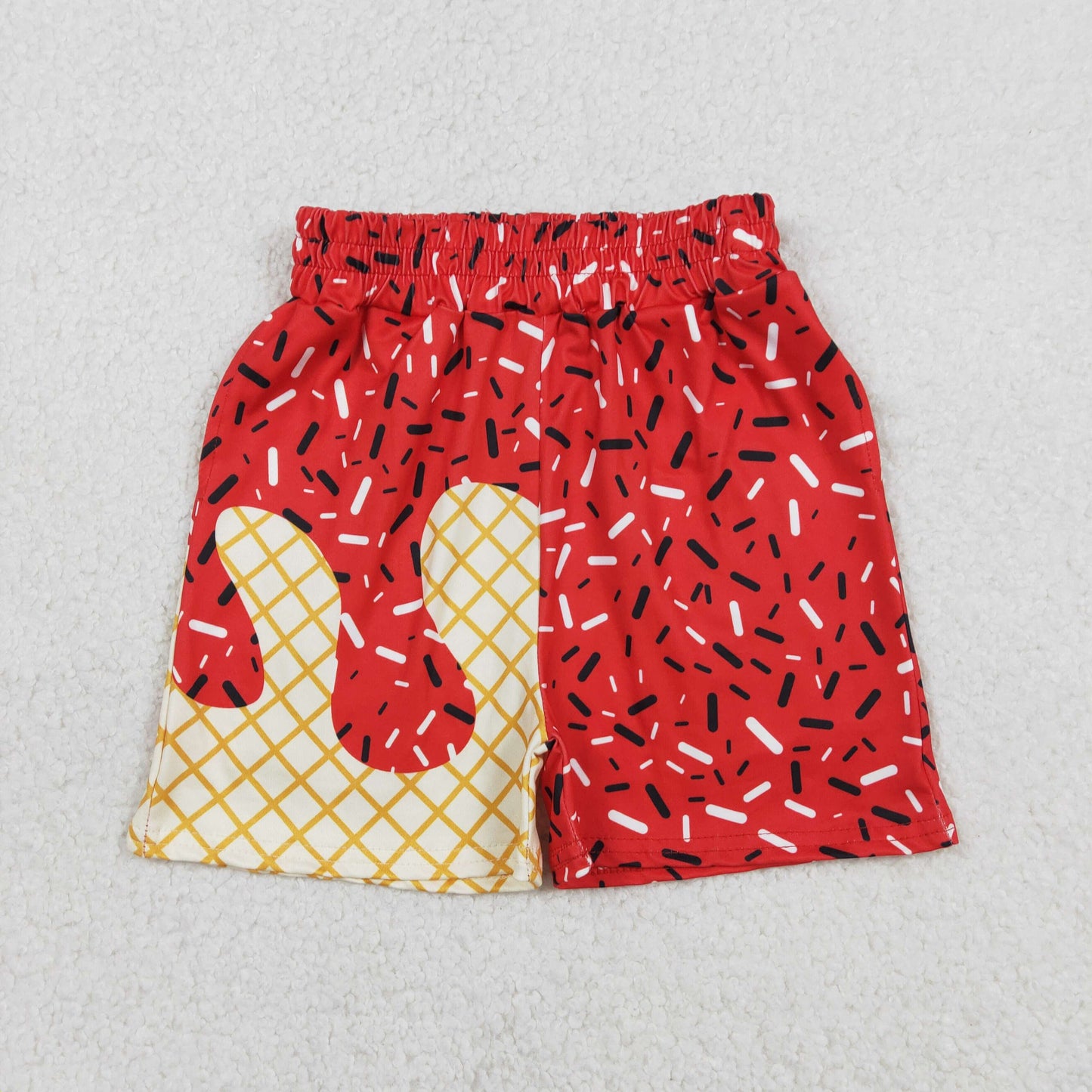 SS0776 RED splatter ice cream drip shorts 202601  RTS