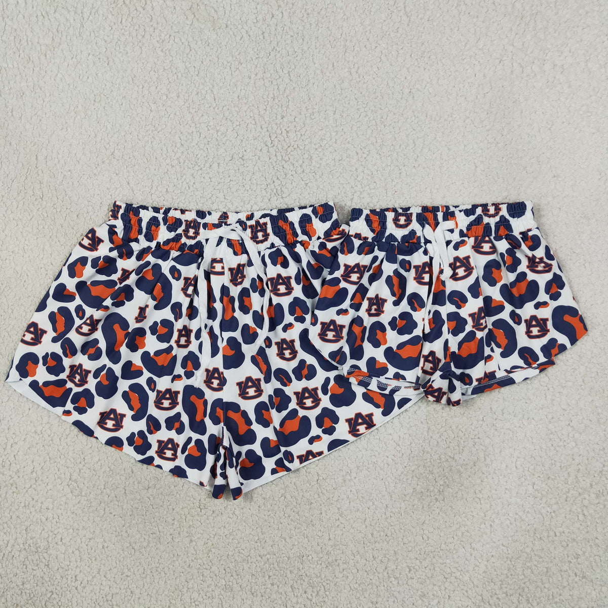 NO MOQ RTS SS0809(1)-yoga Women Clothes Auburn Logo Leopard Mixed Print Casual Shorts 202610