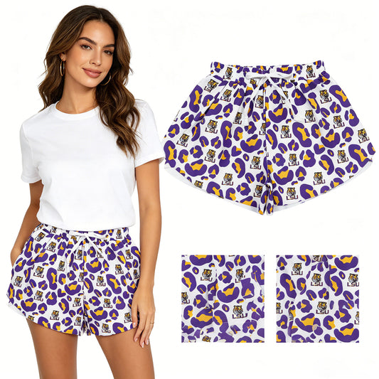 RTS NO MOQ SS0811 leopard yoga Adult  leopard shorts LSU