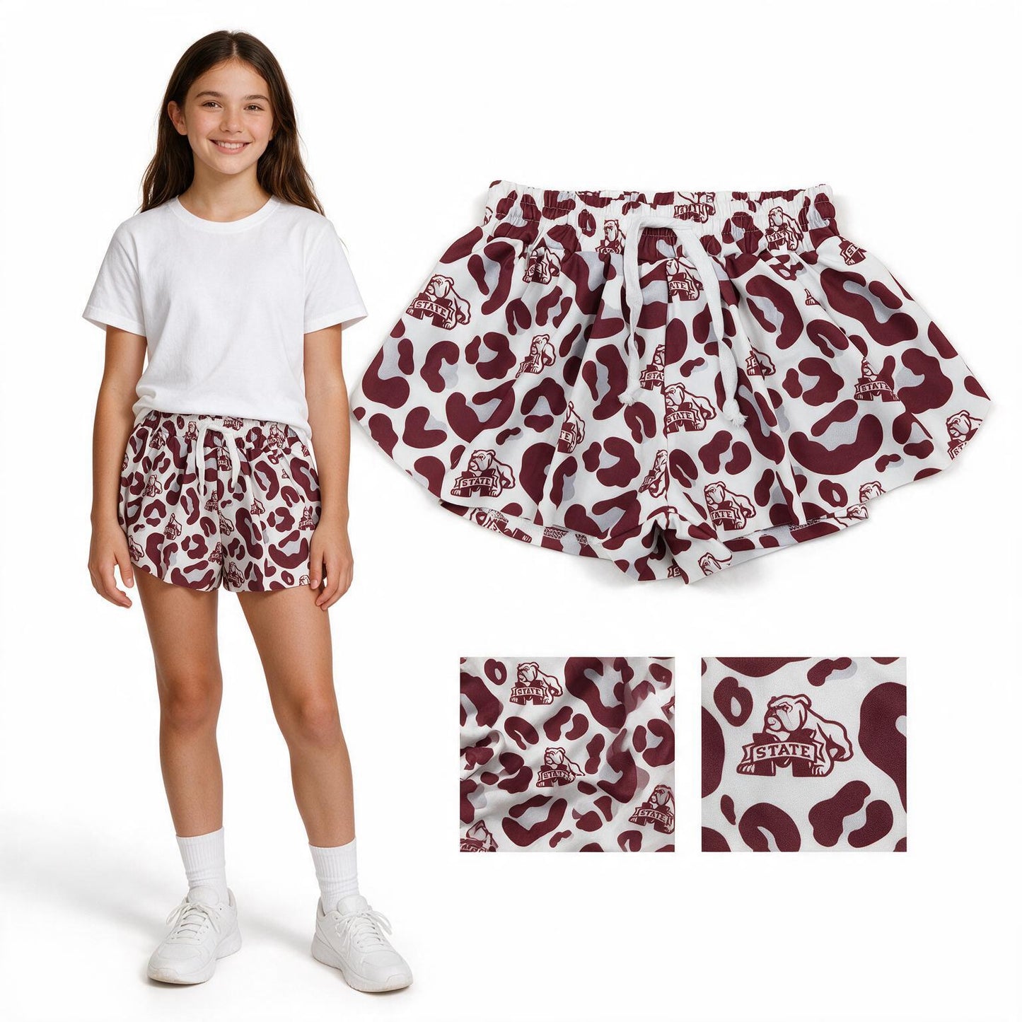 SS0820 state team bear yoga girl  camo  shorts 202608 RTS