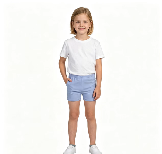 NO MOQ RTS SS0831 Baby Girl Clothes Solid Light Blue Plain Print Short Biker Pant 202609