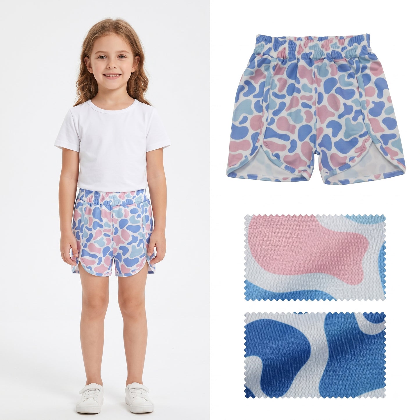 SS0856 Camo blue girl kids shorts 202608 RTS