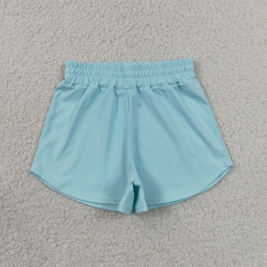 SS0898  solid  Teal BLUE girl yoga shorts 202607 RTS