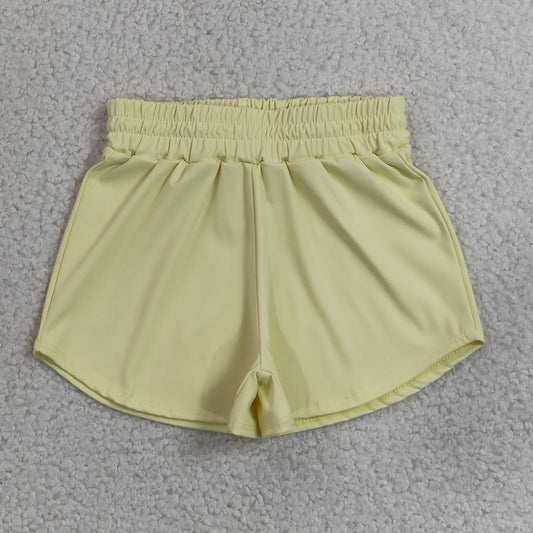 SS0899  yellow solid girl yoga shorts 202607 RTS