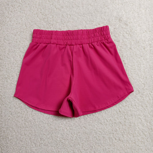 SS0900  hot pink solid girl yoga shorts 202607 RTS