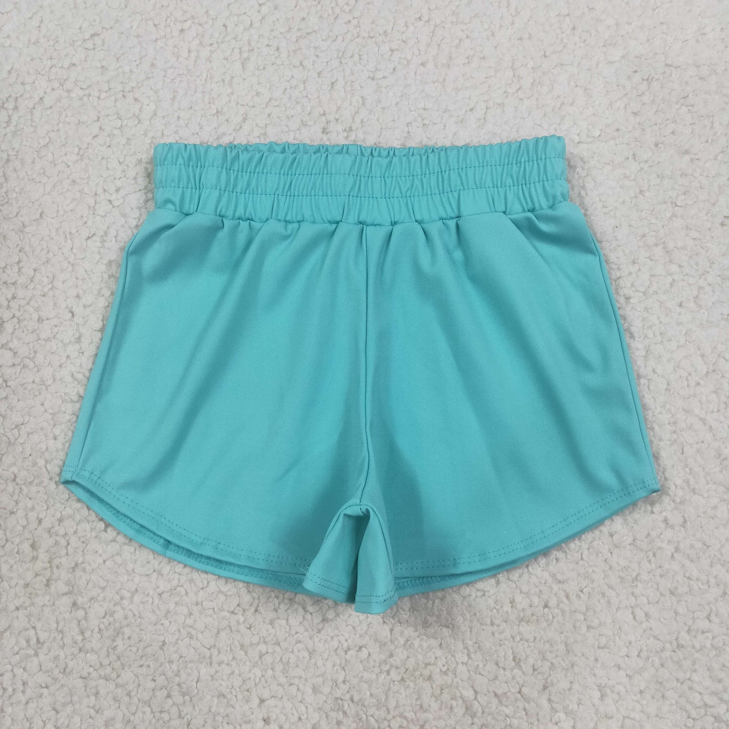 SS0904 teal blue solid girl yoga shorts 202608 RTS