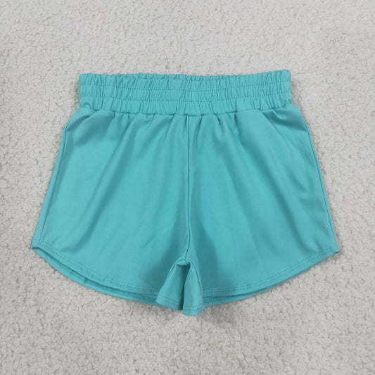 SS0904 teal blue solid girl yoga shorts 202608 RTS