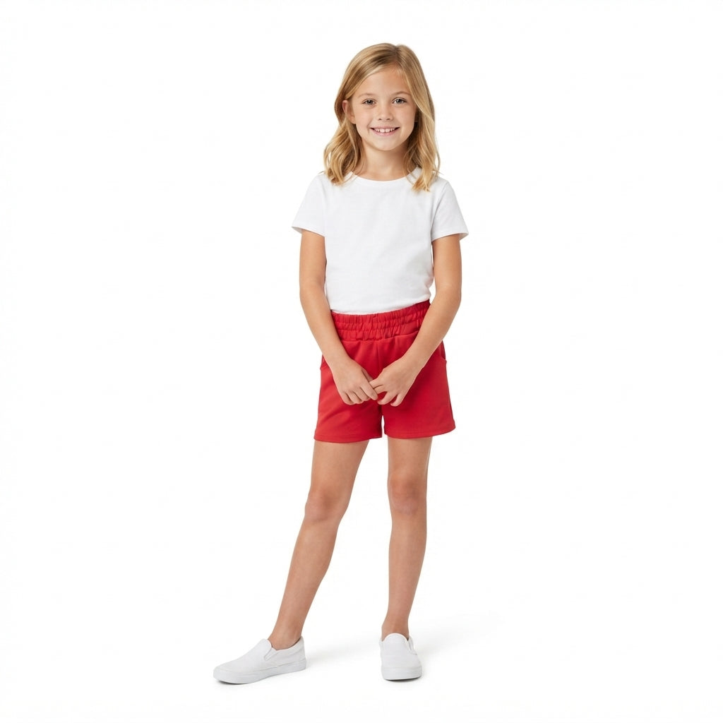 NO MOQ RTS SS0960-yoga Baby Girl Clothes Solid Red Plain Print Short Pants 202610