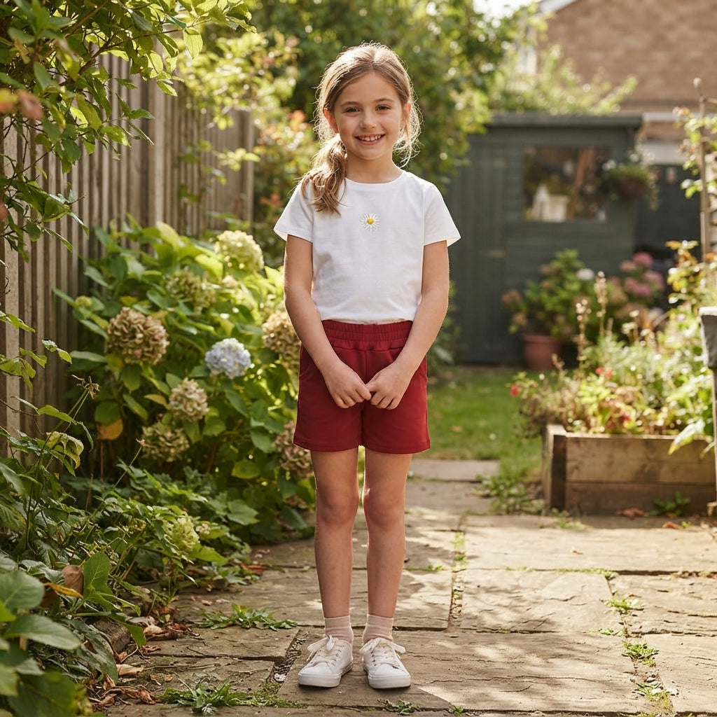 NO MOQ RTS SS0962-yoga Baby Girl Clothes Solid Burgundy Plain Print Short Pocket Casual Shorts 202609