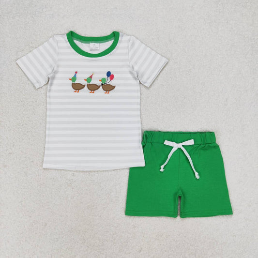 BSSO0926 embroidery duck western short sleeve boy shorts outfit 202406 RTS