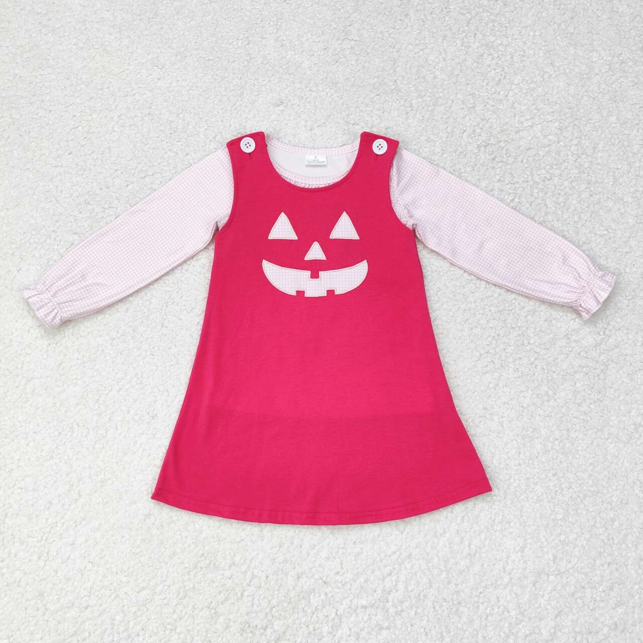 GLD0576 Embroidery smile pumpkin pink girl dress preorder 202407 RTS