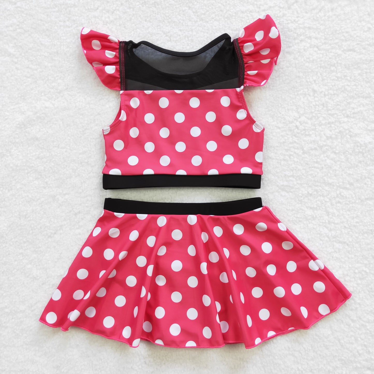 S0147 cartoon snow princess red white dots bathing suit purple ruffle girl swimwear 20230510 RTS