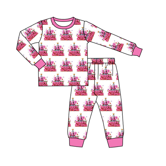 custom MOQ3 Christmas kids pajamas girl outfit