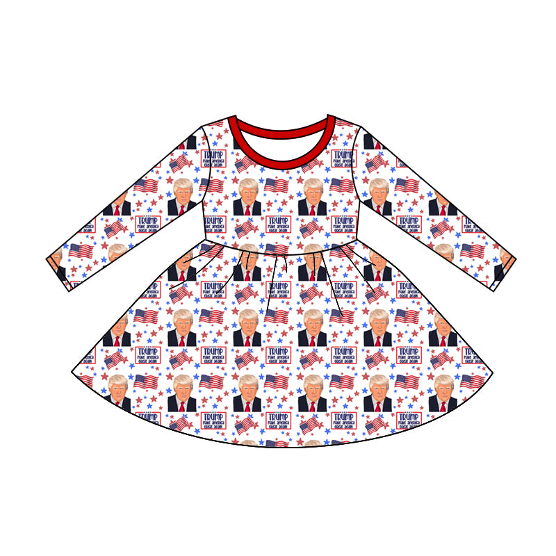 Trump custom MOQ3 kids girl dress