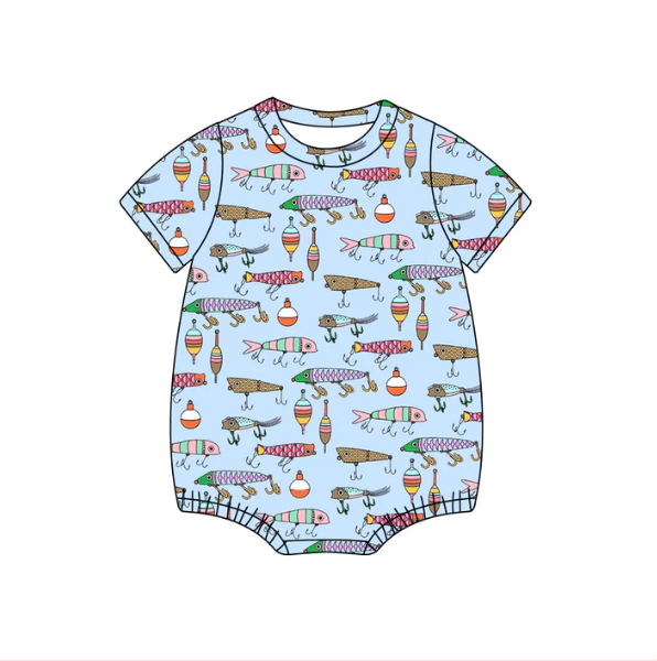 CUSTOM fish MOQ 3 boy girl bubble romper