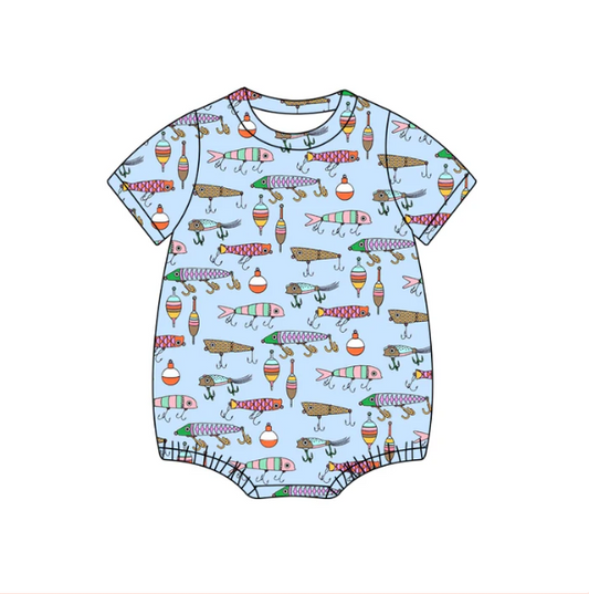 CUSTOM fish MOQ 3 boy girl bubble romper