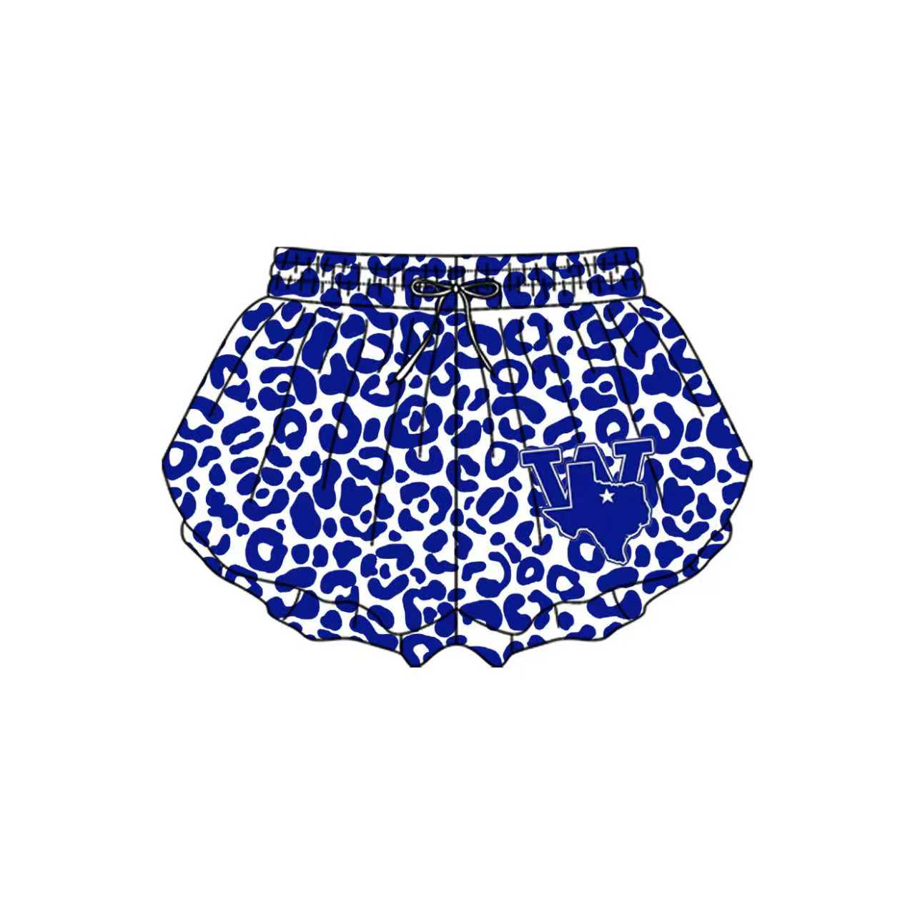 custom MOQ8 white and blue W Leopard butterfly shorts girl shorts
