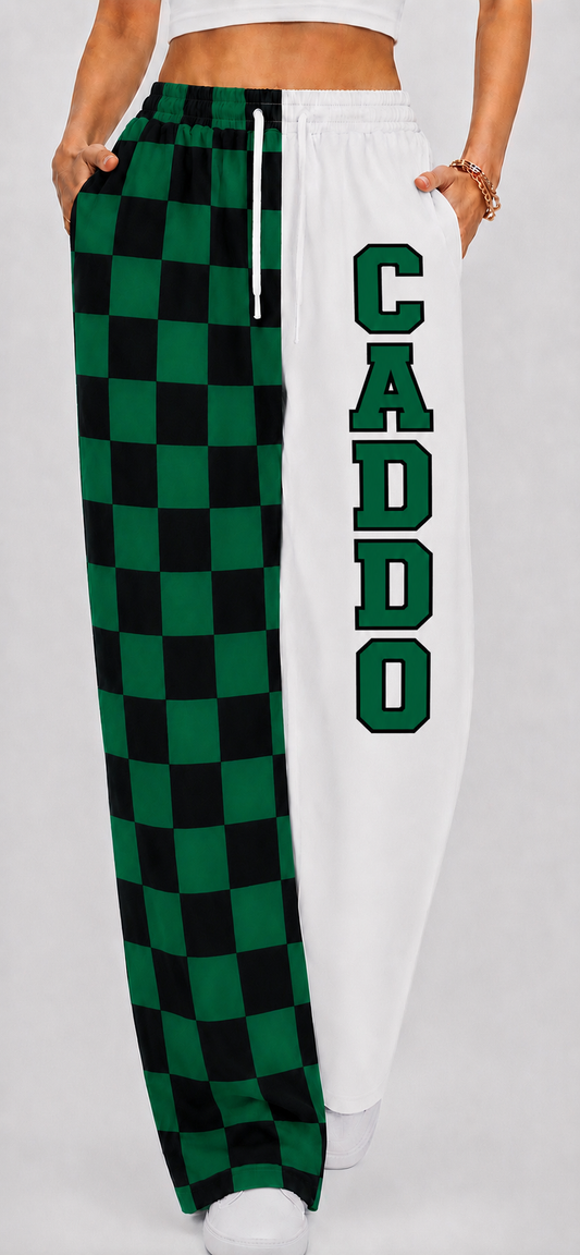 MOQ5 CUSTOM CADDO GREEN PLAID Woman adult long pants 202607