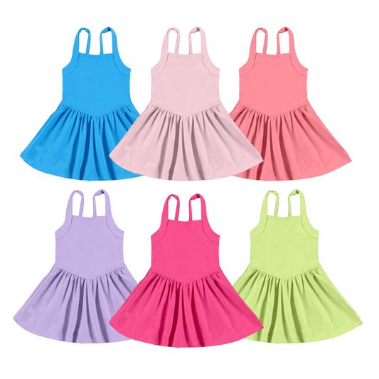 GSD2556 yoga solid color short sleeve girl dress 202505  preorder