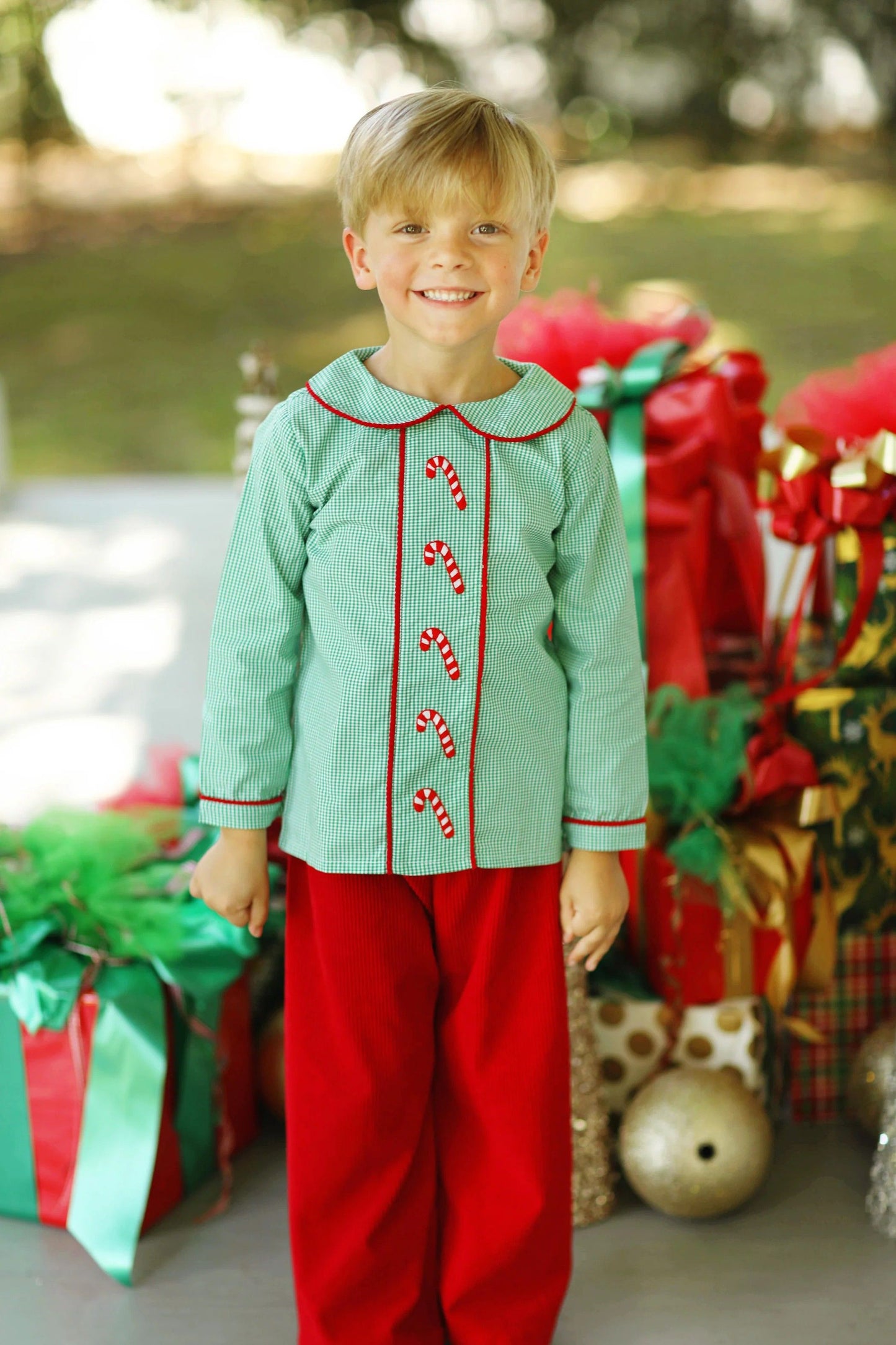 Christmas cane sibling BLP0752  boy pajamas outfit 202408 RTS