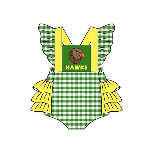 CUSTOM MOQ3 Hawks football team girl romper  (-(before 10th May --NO MOQ ))