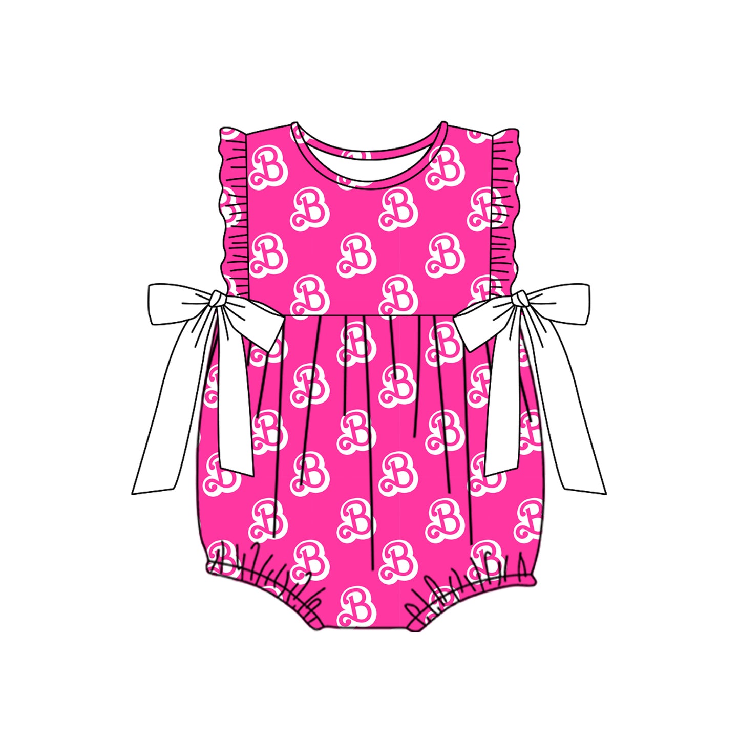 hot pink bow girl Barbie  romper preorder