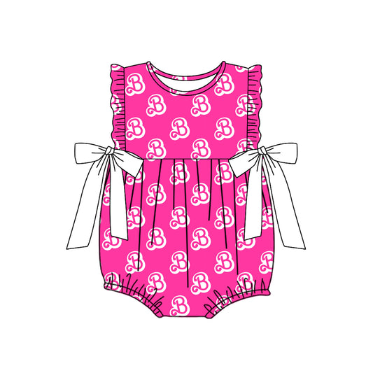 hot pink bow girl Barbie  romper preorder