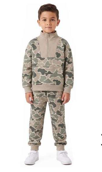 NO MOQ Preorder BLP1588 Camo Deer Henley Top Sage Jogger 2Pcs Kids BOY Outfit