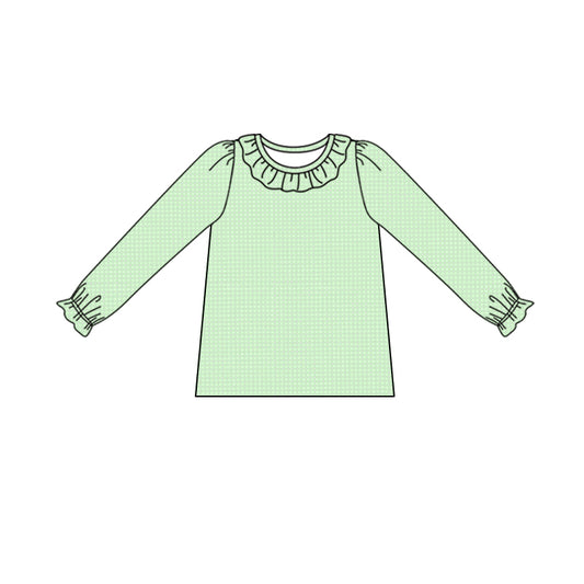 GT0668 preorder girl shirts light green plaid undershirt top 202407