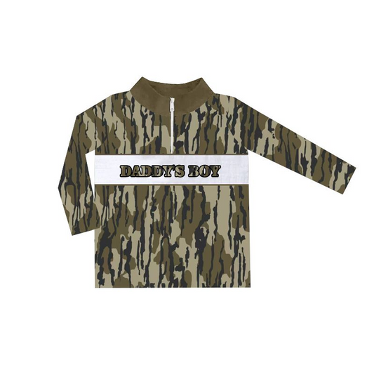 BT1003 embroidery camo daddy's boy western long sleeve camo zipper top coat pullover 202412 PREORDER