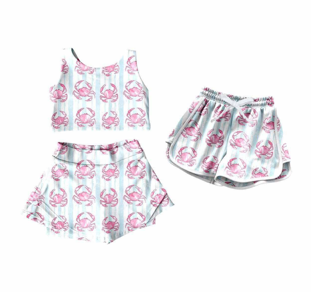 GSD2575 crab fish athletic dress active wear sibling yoga girl outfit 202505 preorder