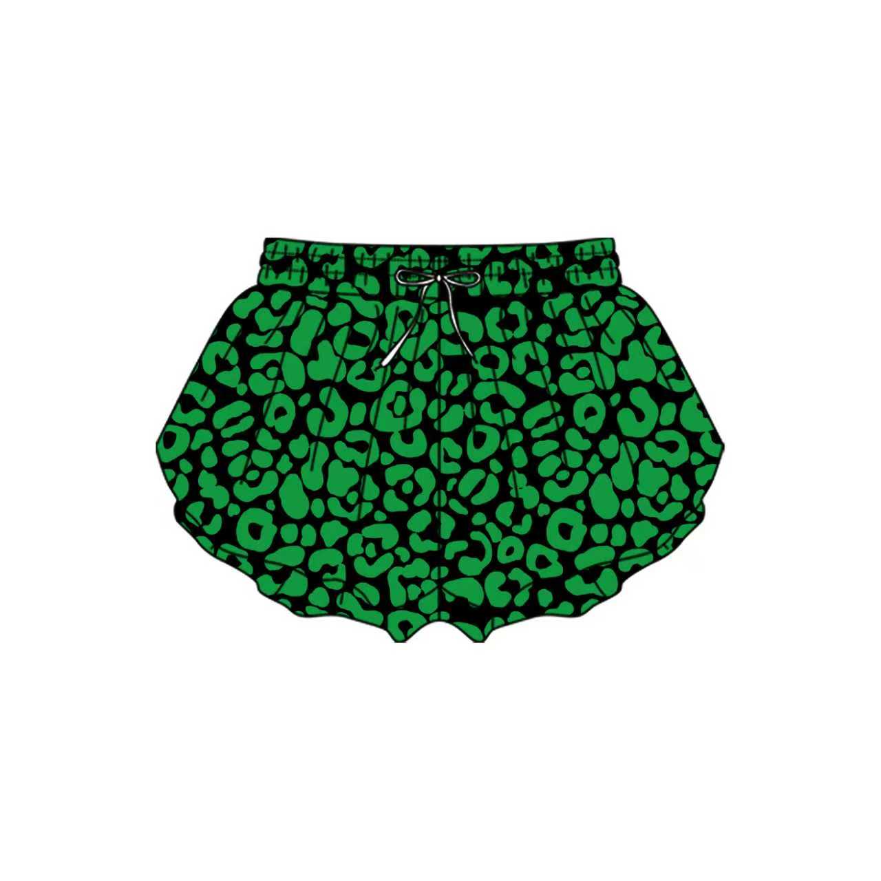 custom MOQ8 GREEN  Leopard butterfly shorts girl shorts