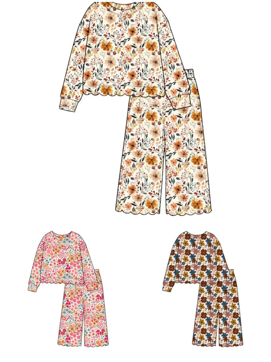 preorder GLP3692 Scallop flowers Pajamas western girl outfit  202608