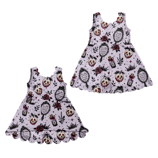 custom MOQ5 scallop  Halloween cartoon Snow girl white  KIDS YOGA Athletic girl dress 202607