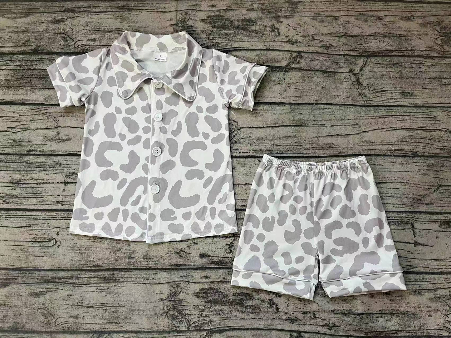 BSSO0272 short sleeve western leopard shorts girl boy summer pajamas 20230529 RTS