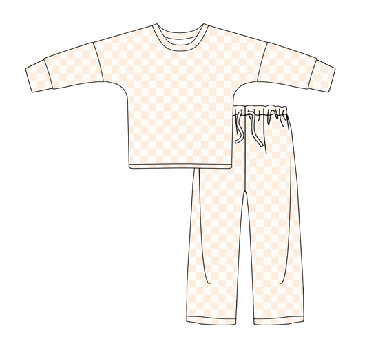 GLP2292  CUSTOM checkerboard adult White light orange pajamas outfit 202501