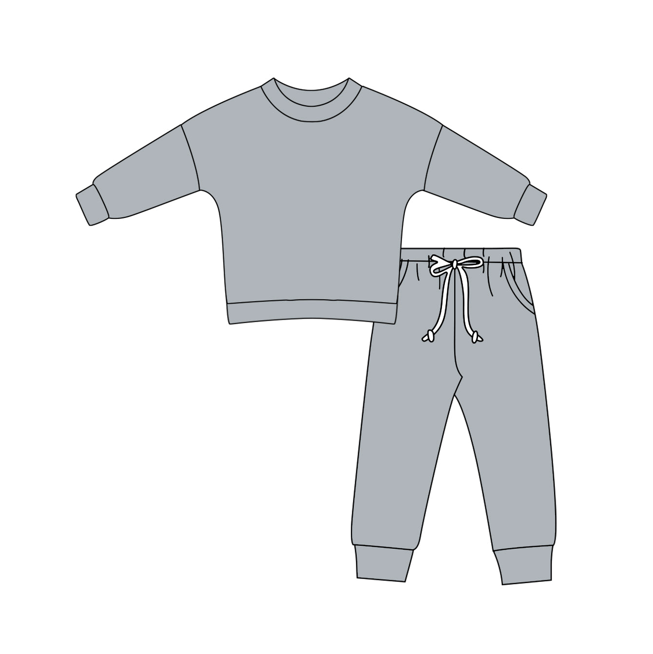 BLP1053 preorder western cotton gray girl boy kids outfit 202411 sibling