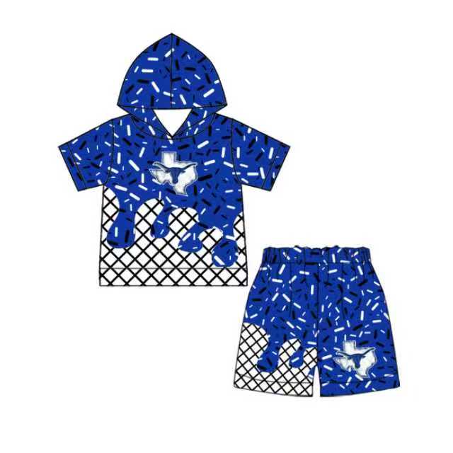 MOQ5  Custom royal blue with black and white cow Steers boy outfit