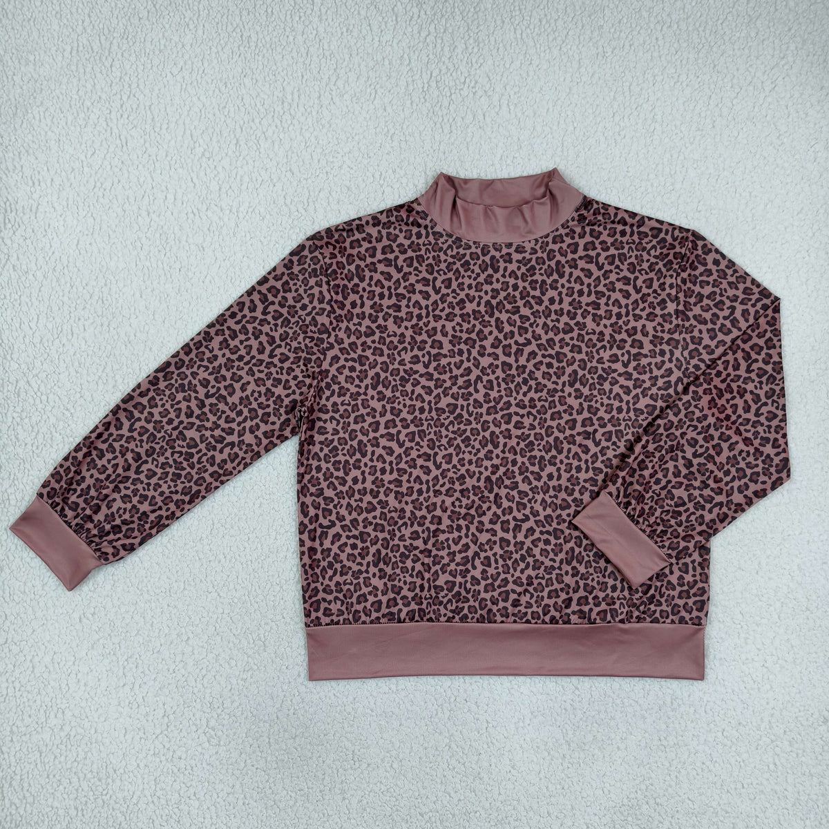 NO MOQ RTS GT1840-women Clothes Leopard Print Long Sleeve Mock Neck Top 202610
