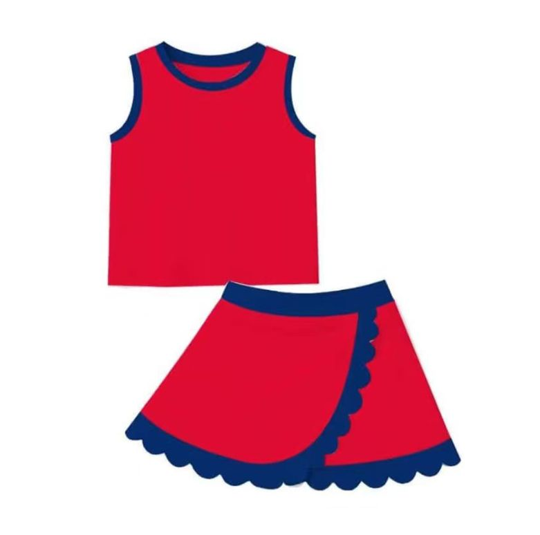 GSD4097 yoga red BLUE Scallop sports girl  outfit skirt  202624 PRERDER